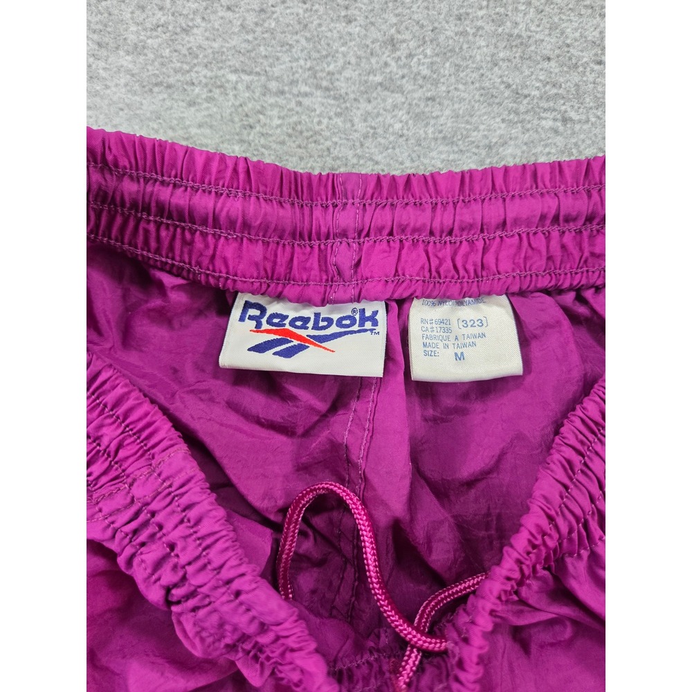 Reebok Mens Vintage Nylon Athletic Shorts Medium Magenta Retro 90s Sporty